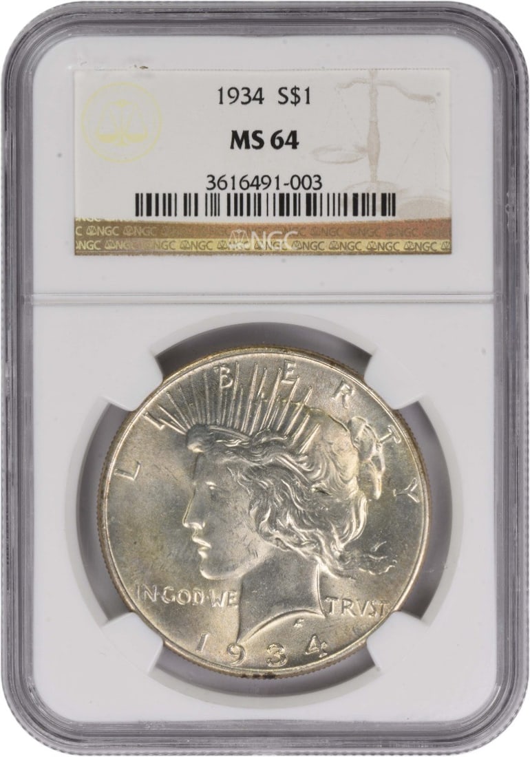 NGC 1934 Peace Silver Dollar MS64 (1 of 1)