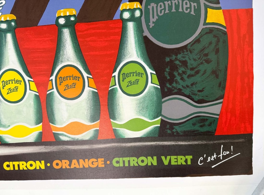 Linen Perrier Zeste Bernard Villemot Vintage Poster On Heavy Paper On - 3