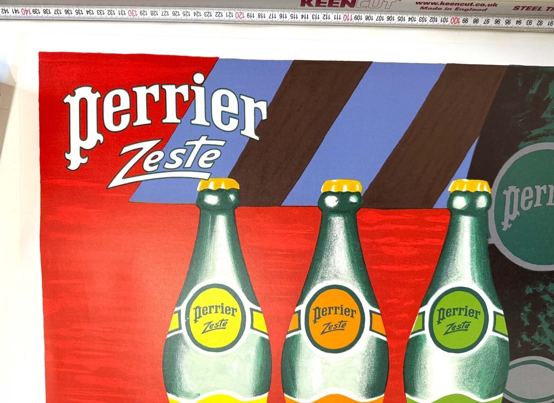 Linen Perrier Zeste Bernard Villemot Vintage Poster On Heavy Paper On - 5