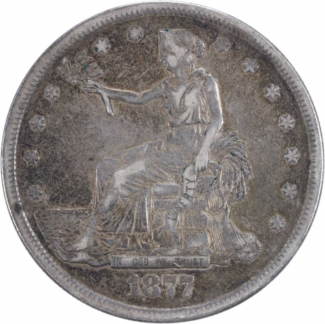 Uncertified 1877-S Trade Silver Dollar EF (1 of 2)