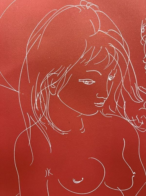 150 Hans Erni Orange Moon and Two Figures Signed Original Lithograph Print 42/ - 4