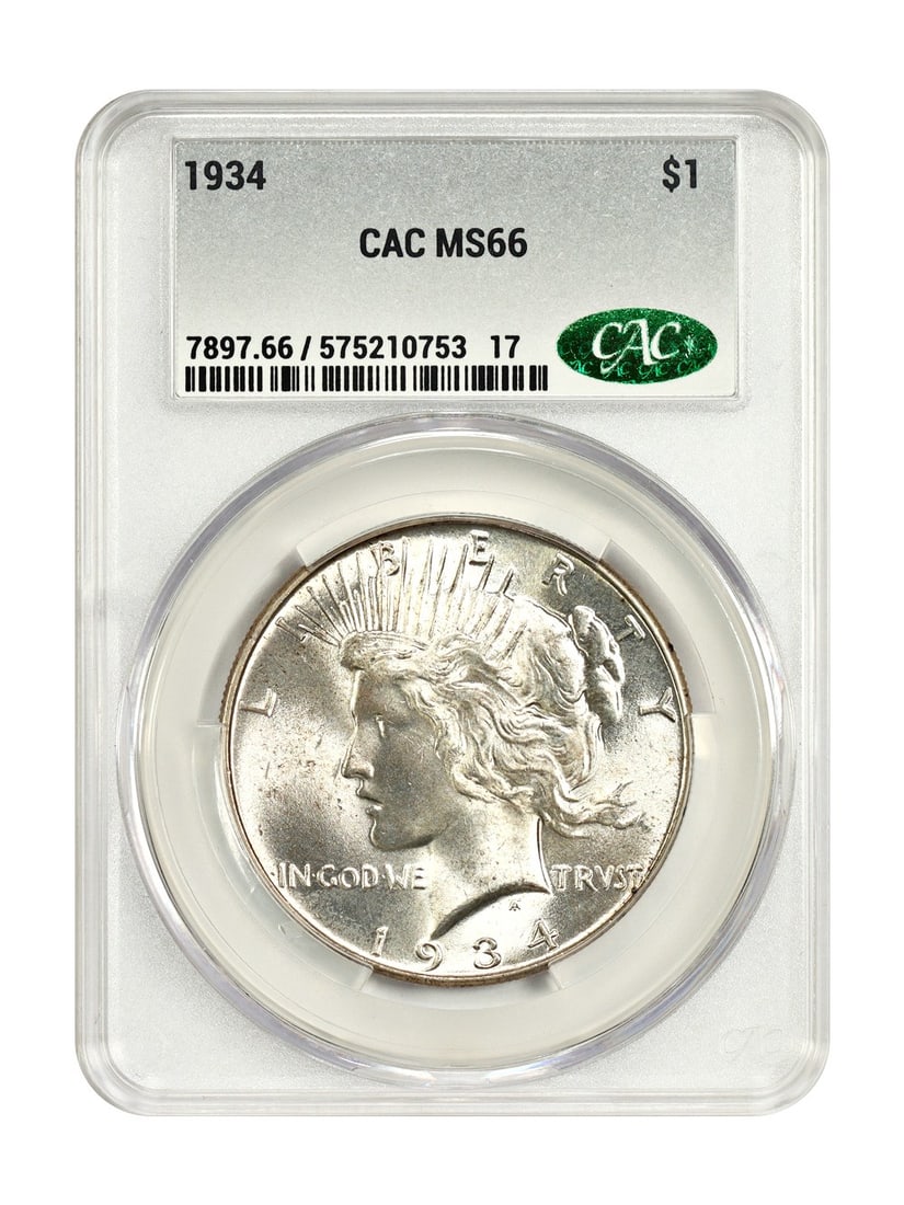Peace Dollar - 1934 $1 CACG MS66 (1 of 4)