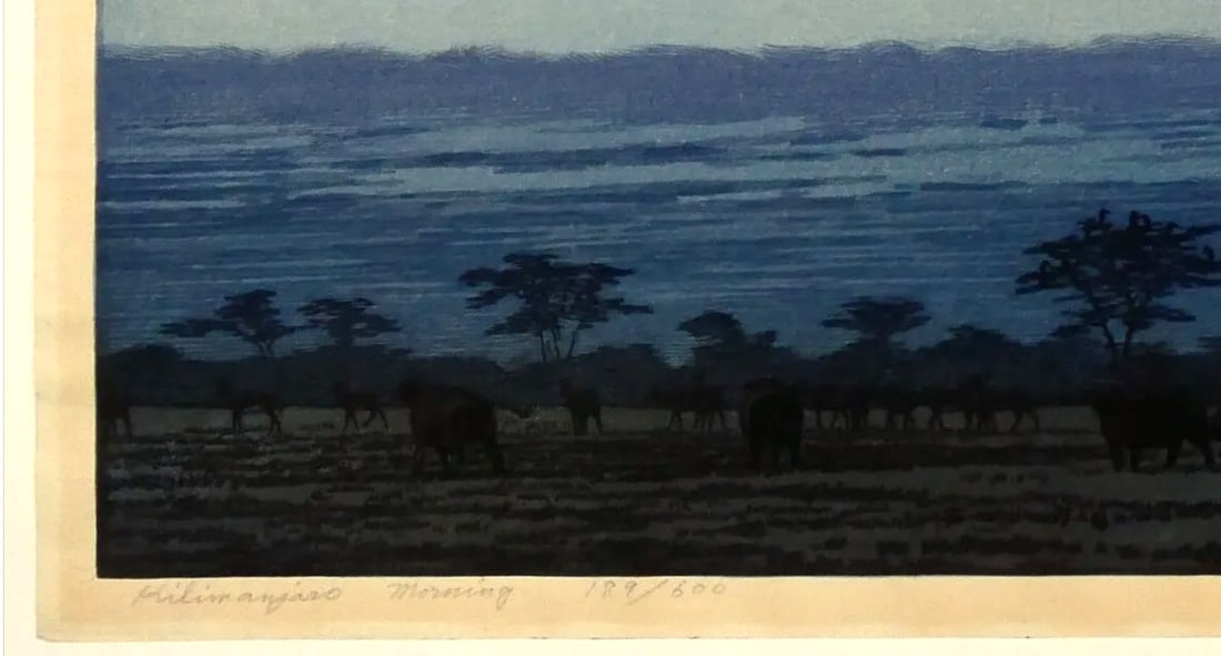 Morning" Woodblock print ed.189/ 600 1977 - Toshi Yoshida "Kilimanjaro - 5