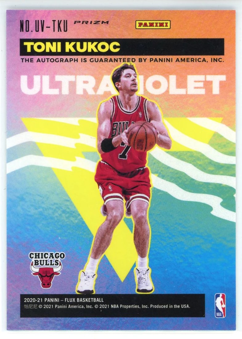 #UV-TKU Toni Kukoc Autographed 2020-21 Panini Flux Ultraviolet Prizm Card - 2