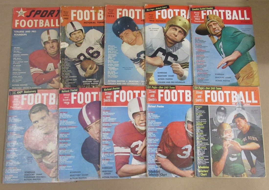 197433 1950-1959 Street & Smith Football Yearbook Lot of 10 (1 of 3)