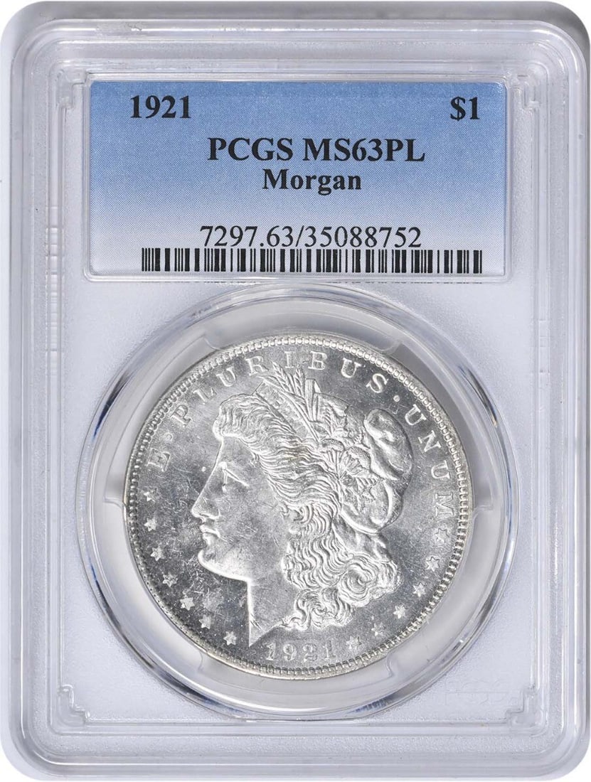 PCGS 1921 Morgan Silver Dollar MS63PL: PCGS 1921 Morgan Silver Dollar MS63PL This listing features PCGS 1921 Morgan Silver Dollar MS63PL. Item specifics are provided below. Item Specifics: Country Of Origin: United States Certification: