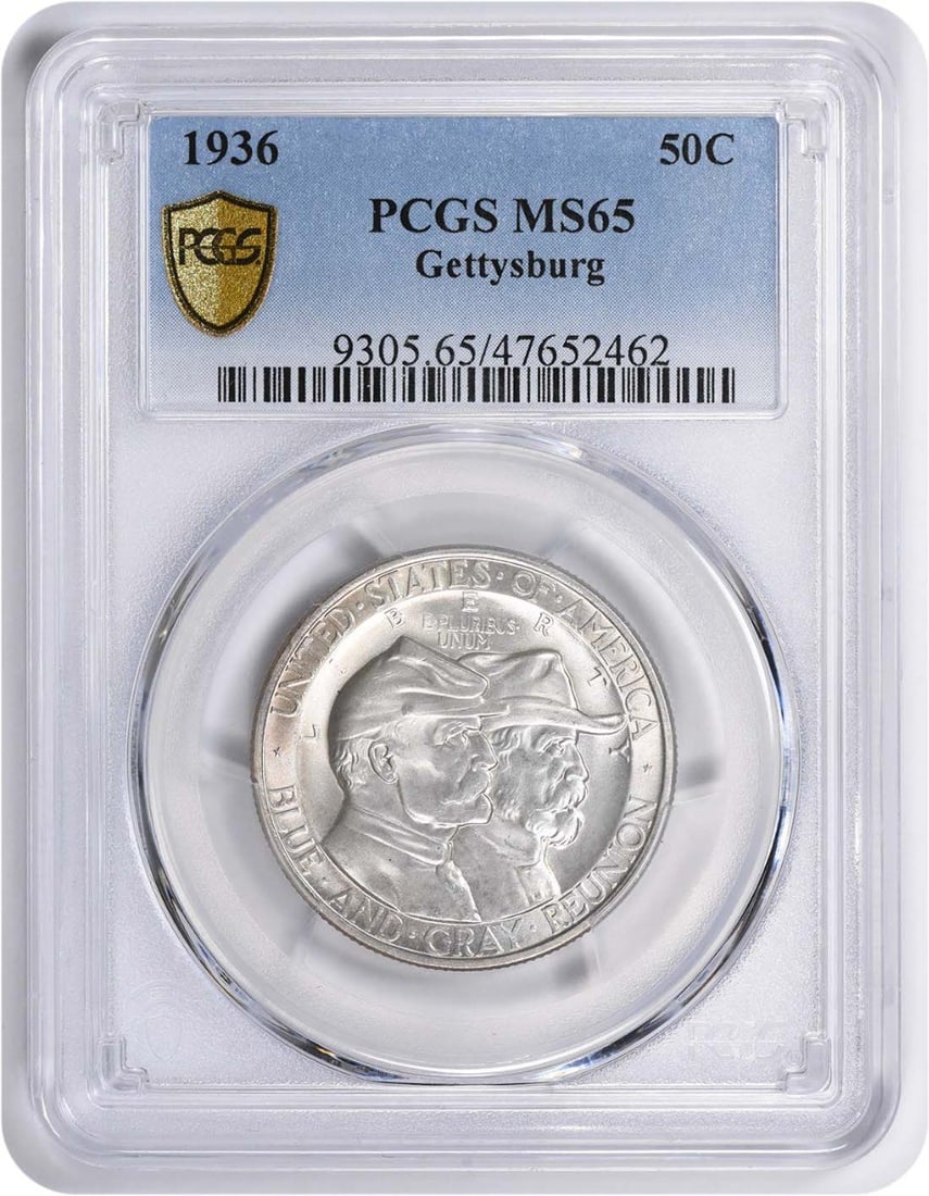 PCGS Gettysburg Commemorative Silver Half Dollar 1936 MS65 (1 of 3)