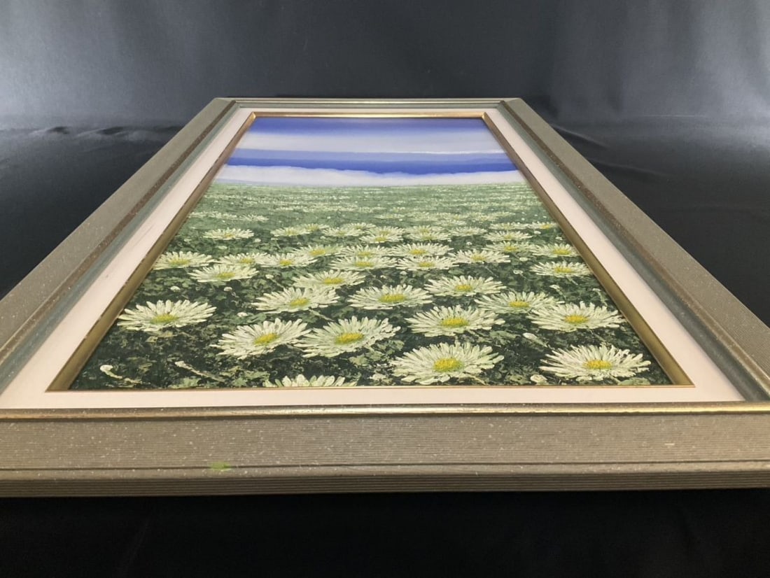 Signed - Wayan Suarmadi Oil Painting Water Flower 2001 - Large Floral Landscape - 6