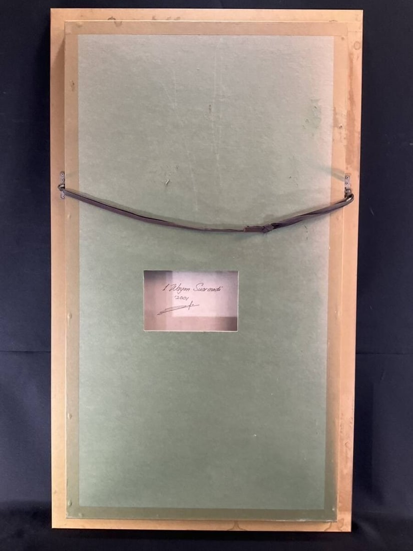 Signed - Wayan Suarmadi Oil Painting Water Flower 2001 - Large Floral Landscape - 7