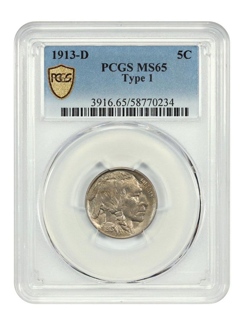 Buffalo Nickel - 1913-D 5C PCGS MS65 (Type 1) (1 of 4)