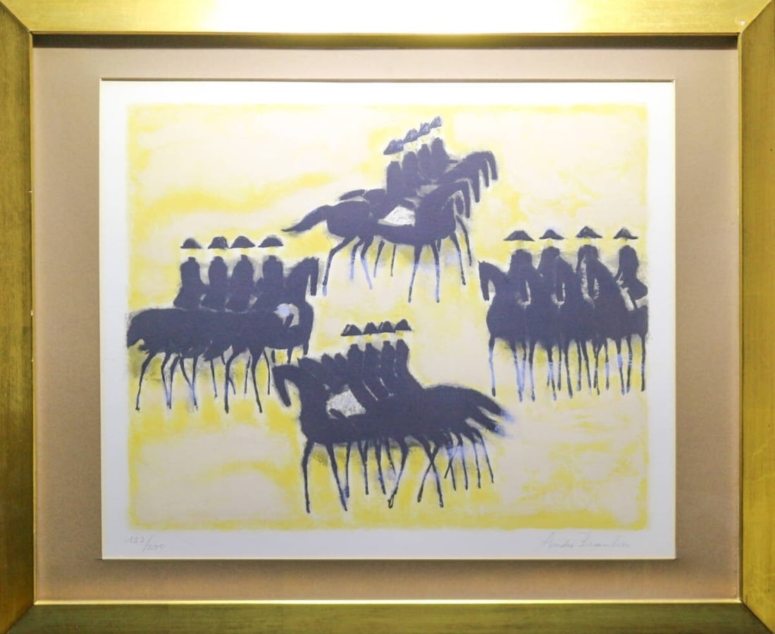 COA Andre Brasilier Original Lithograph "Black Horse" Signed Framed ED200 with (1 of 10)