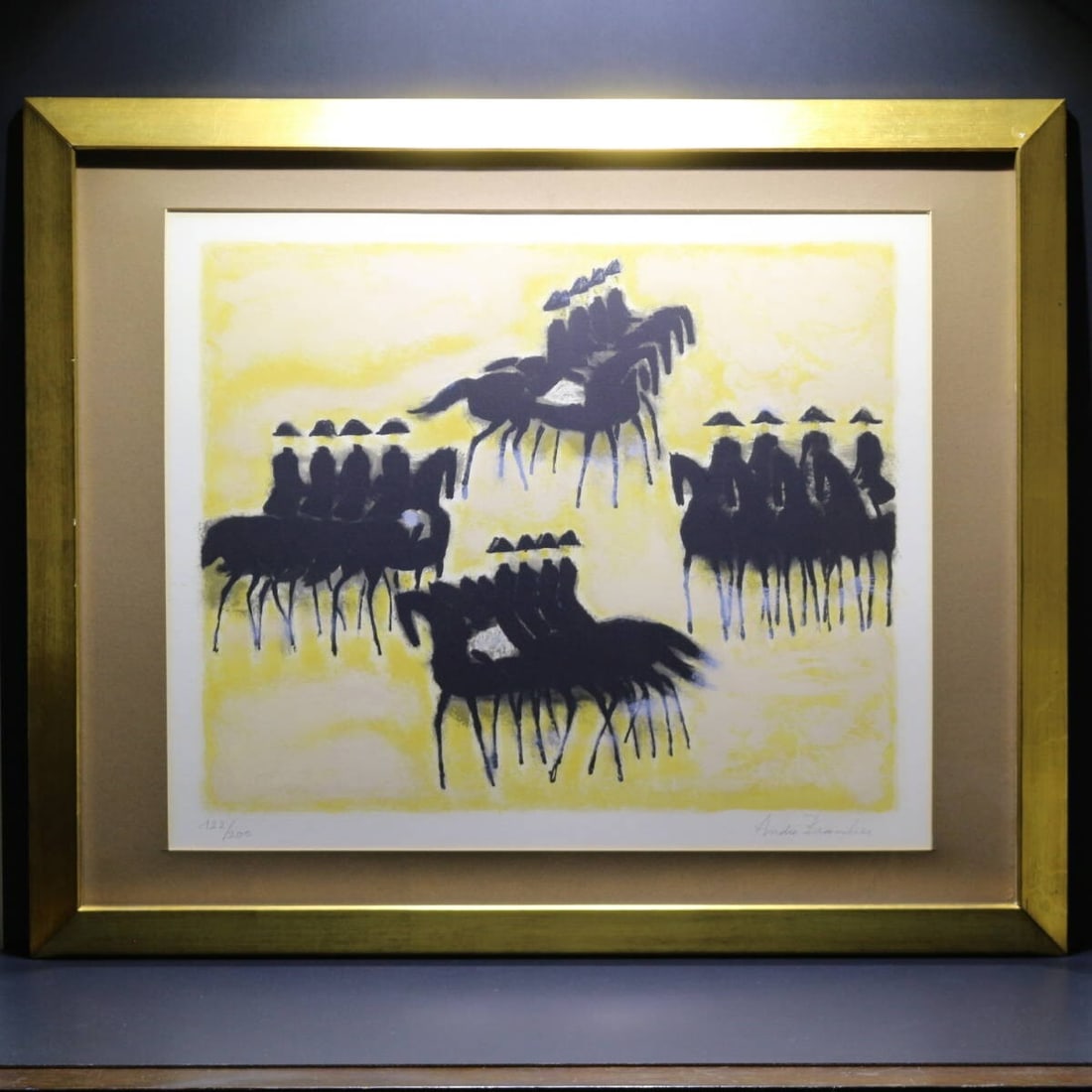 COA Andre Brasilier Original Lithograph "Black Horse" Signed Framed ED200 with - 2