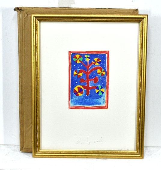 125 Nicola De Maria lithograph print edition autographed framed 105/ - 2