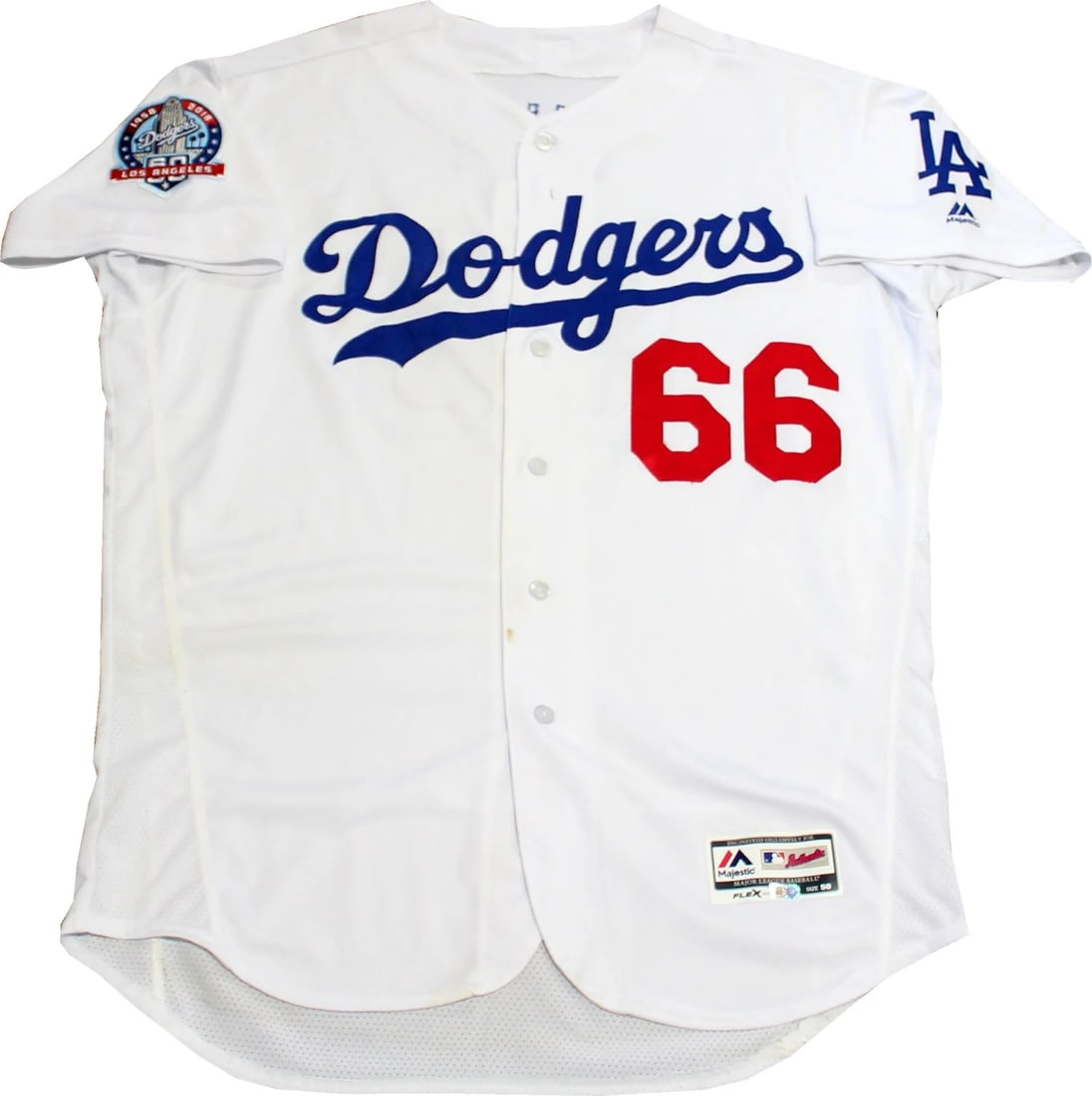 (MLB) Yasiel Puig Autographed Game Used Los Angeles Dodgers Jersey - 4