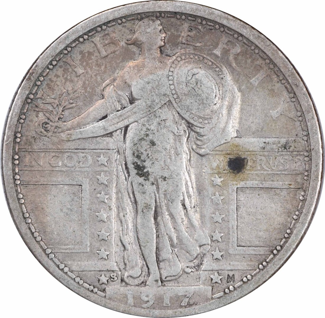 Uncertified 1917-S Standing Liberty Silver Quarter Type 1 F (1 of 2)