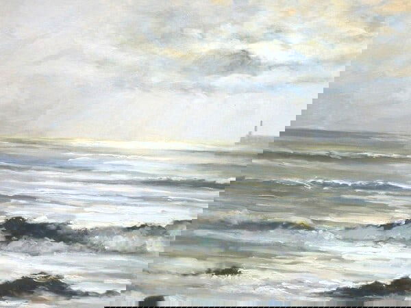 Framed Lucien Chenu Oil Painting Seascape Waves Signed French Art 12F - 3