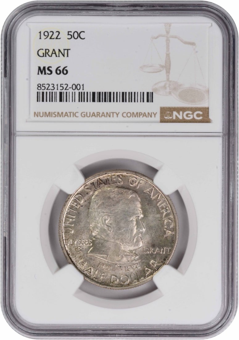 NGC Grant Commemorative Silver Half Dollar 1922 MS66: NGC Grant Commemorative Silver Half Dollar 1922 MS66 This listing features NGC Grant Commemorative Silver Half Dollar 1922 MS66. Item specifics are provided below. Item Specifics: Country Of Origin: U