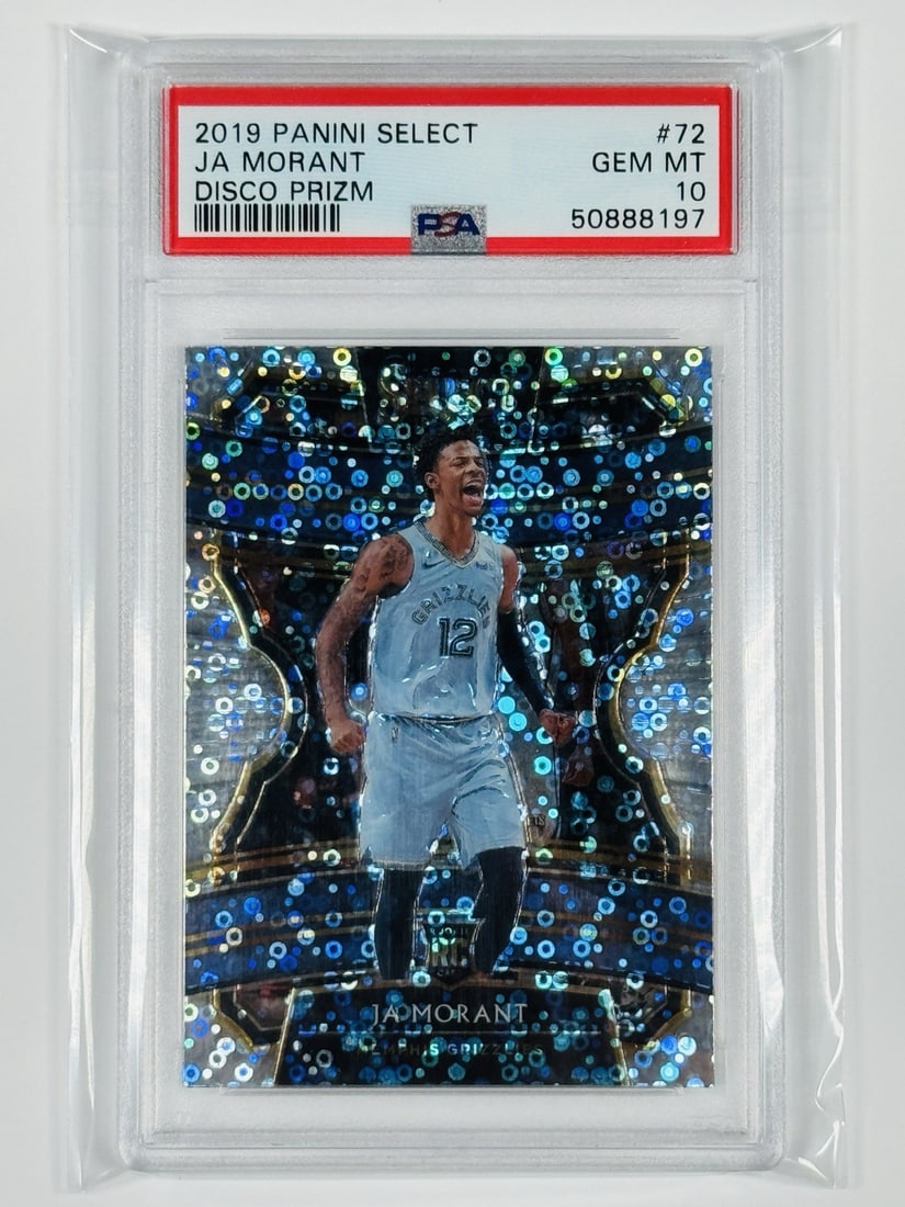 10 2019 PANINI SELECT JA MORANT #72 DISCO PRIZM ROOKIE PSA (1 of 2)