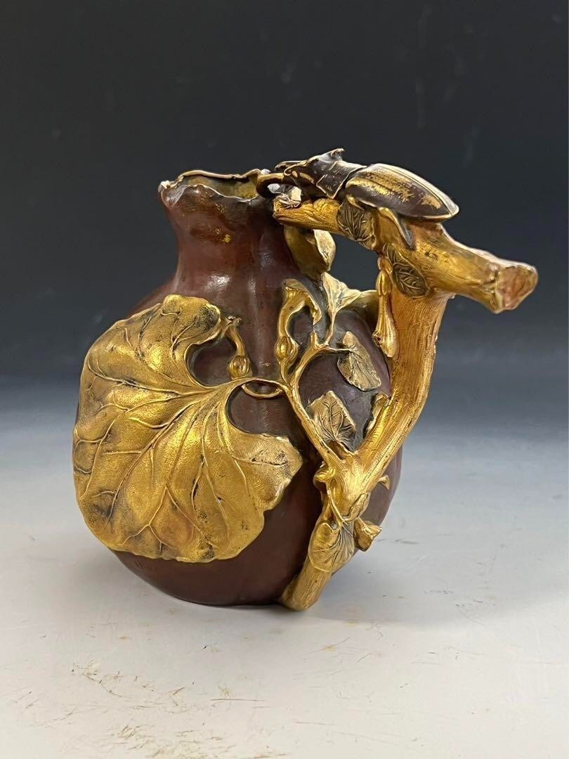 beetles Christofle Bronze Vase by Henri Varenne 1900c vines and stag - 3