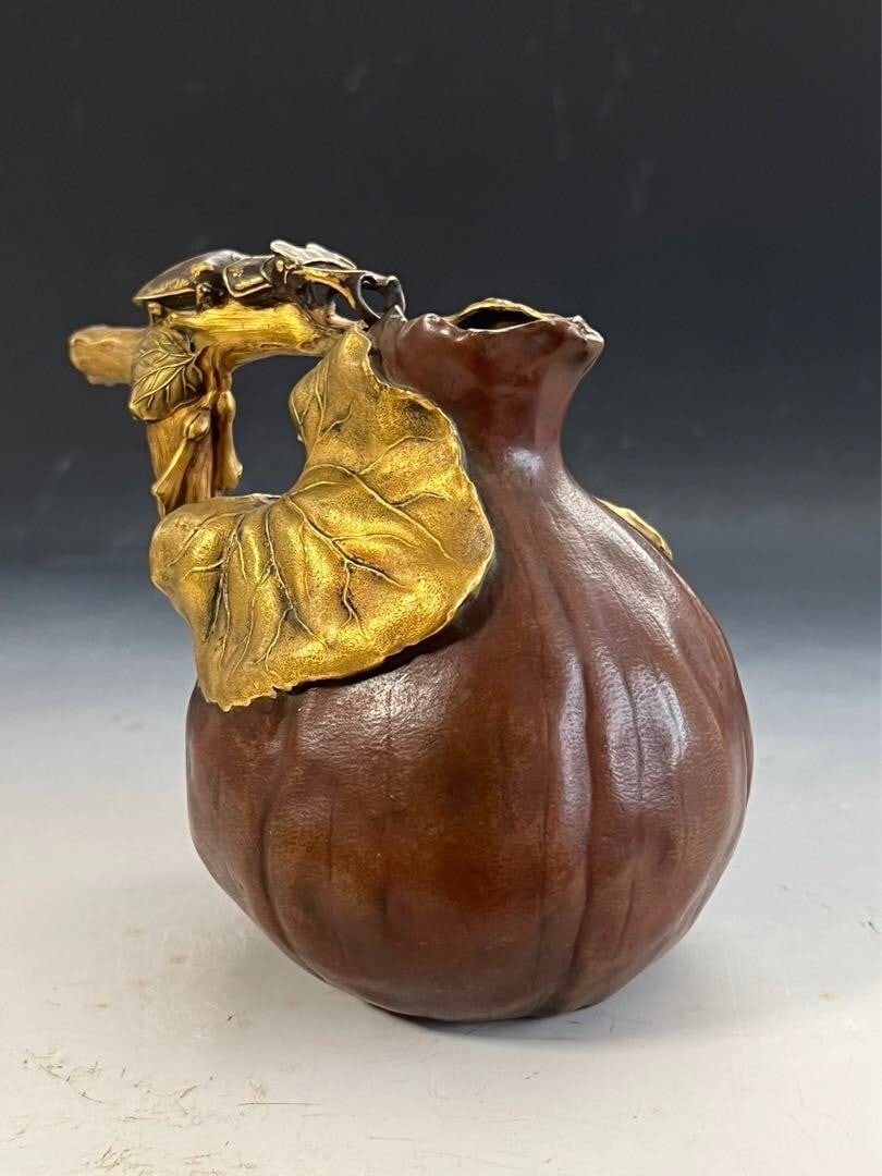 beetles Christofle Bronze Vase by Henri Varenne 1900c vines and stag - 5