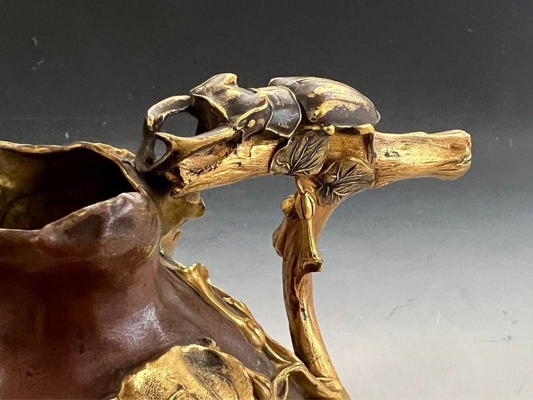 beetles Christofle Bronze Vase by Henri Varenne 1900c vines and stag - 6