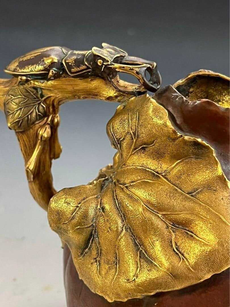 beetles Christofle Bronze Vase by Henri Varenne 1900c vines and stag - 7