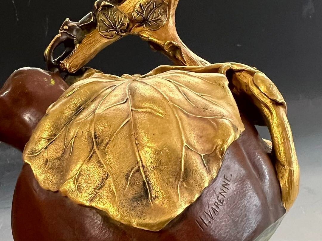 beetles Christofle Bronze Vase by Henri Varenne 1900c vines and stag - 9