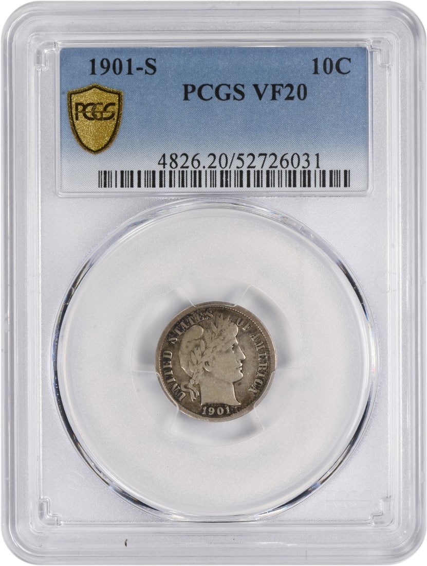 PCGS 1901-S Barber Silver Dime VF20 (1 of 1)