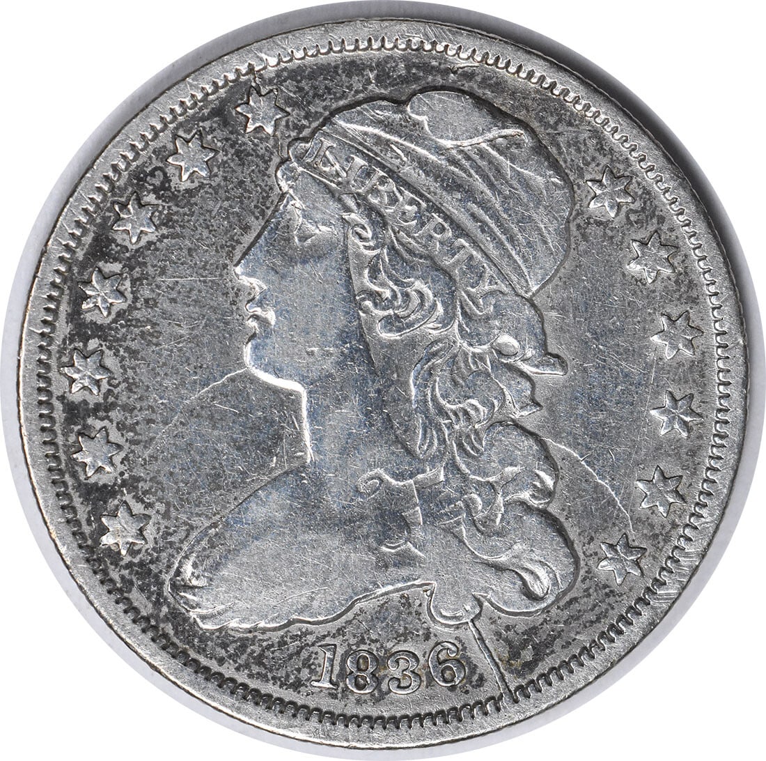 Uncertified 1836 Bust Silver Quarter B-1 Late Die State VF (1 of 2)