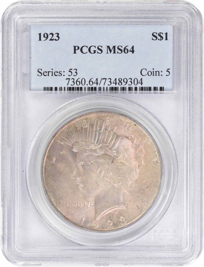 PCGS 1923 Peace Silver Dollar MS64 Toned (1 of 1)