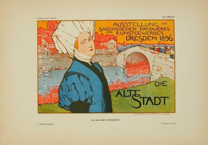 1897 Original Vintage Poster Alte Stadt By Fischer For Affiches Etrangeres (1 of 1)