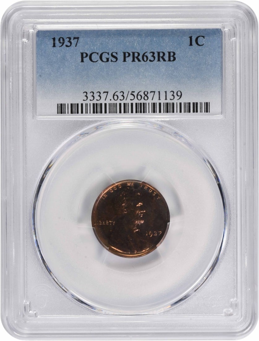 PCGS 1937 Lincoln Cent PR63RB (1 of 1)