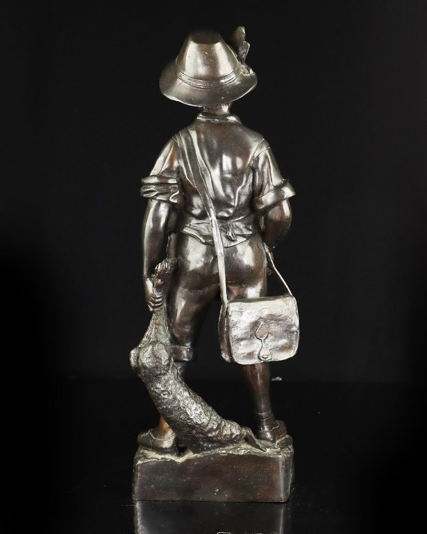 Little Hunter 20in Tall - Auguste Moreau 1900s Antique French Bronze Statue - 3