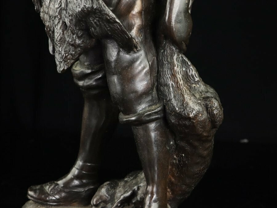 Little Hunter 20in Tall - Auguste Moreau 1900s Antique French Bronze Statue - 7