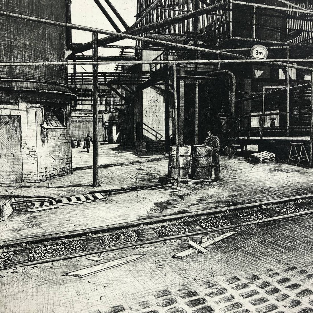 Landscape Lajos Novak Budapesti Vegimvek Original Etching Hungary Industrial - 4