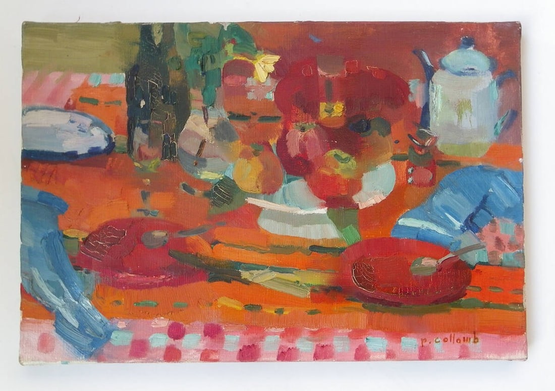 Art Paul Collomb Oil Painting Still Life P6 Original Canvas French Modern - 2