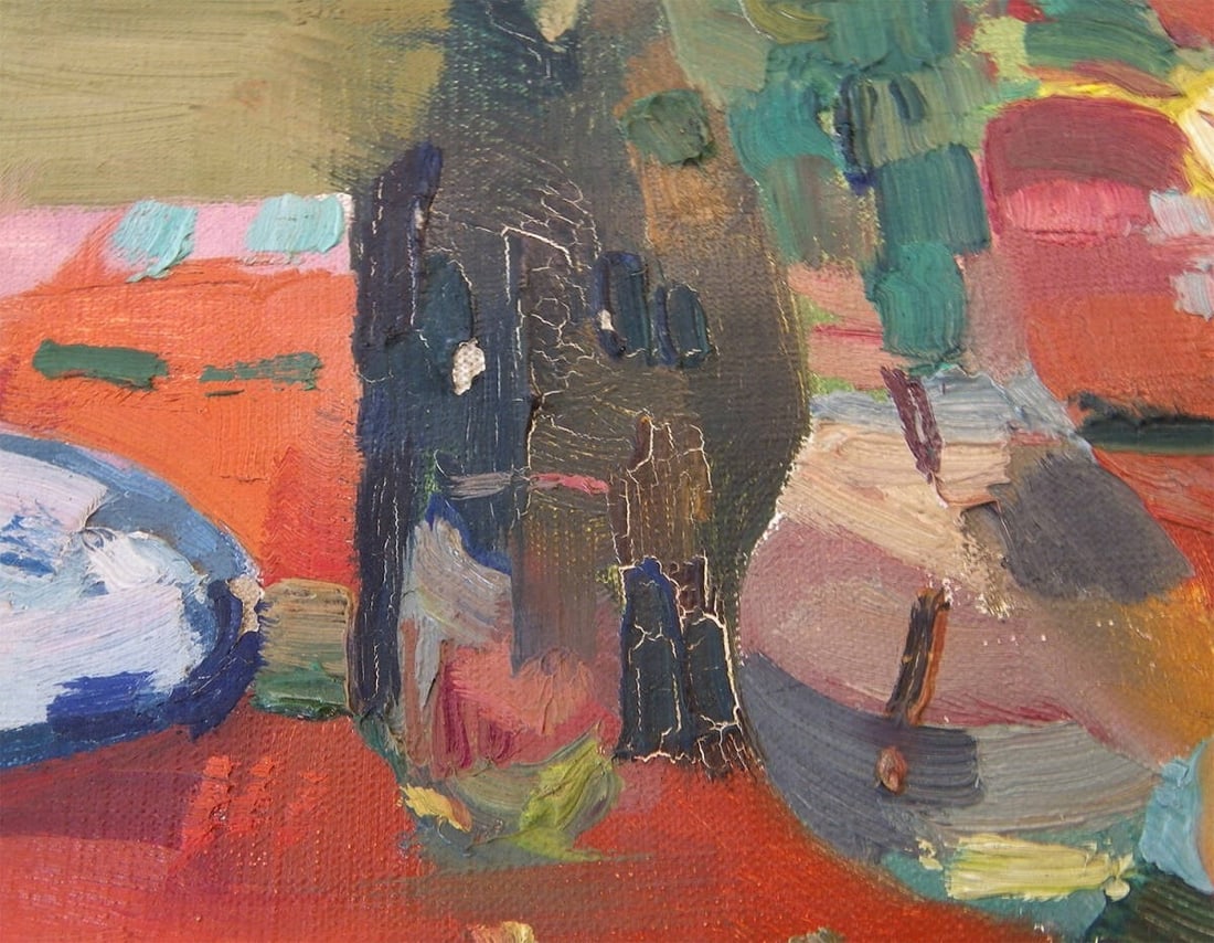 Art Paul Collomb Oil Painting Still Life P6 Original Canvas French Modern - 3