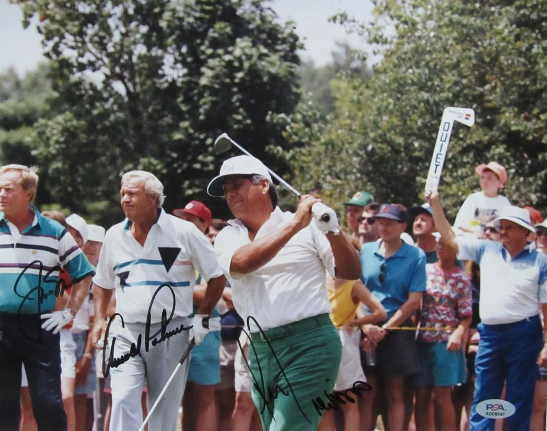 194050 Arnold Palmer/ Jack Nicklaus/ Lee Trevino Signed/ Auto 11x14 Photo PSA/ DNA (1 of 5)