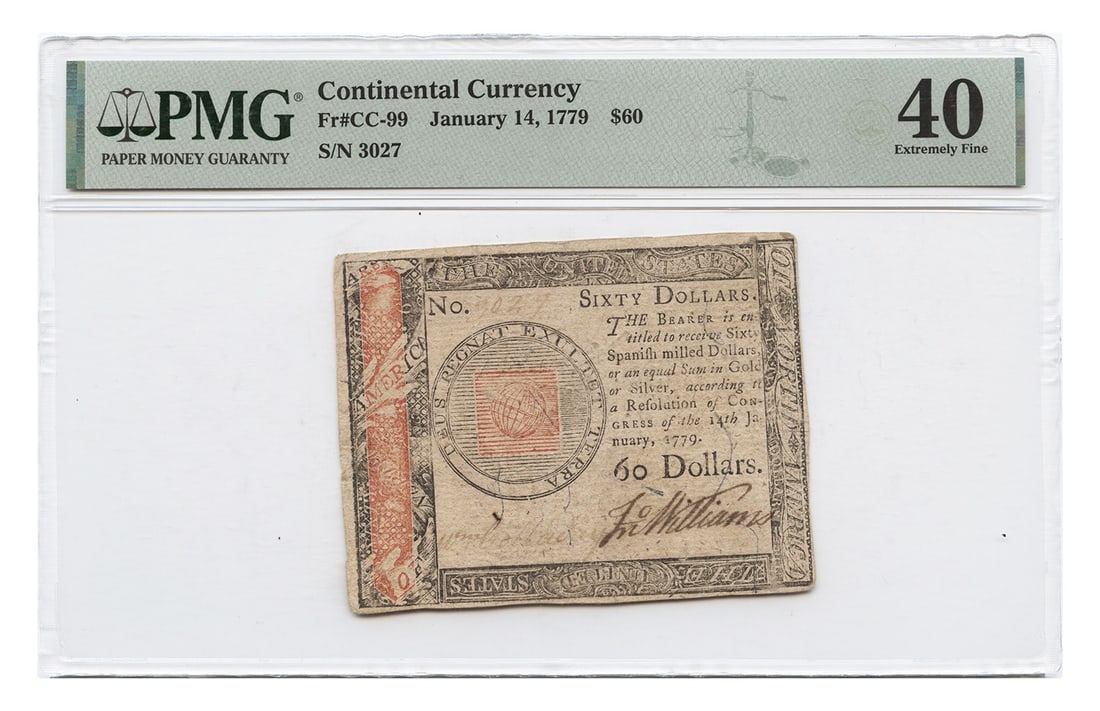 $60 - FR. CC-99 Jan 14, 1779 $60 Continental Currency PMG XF40 (1 of 2)