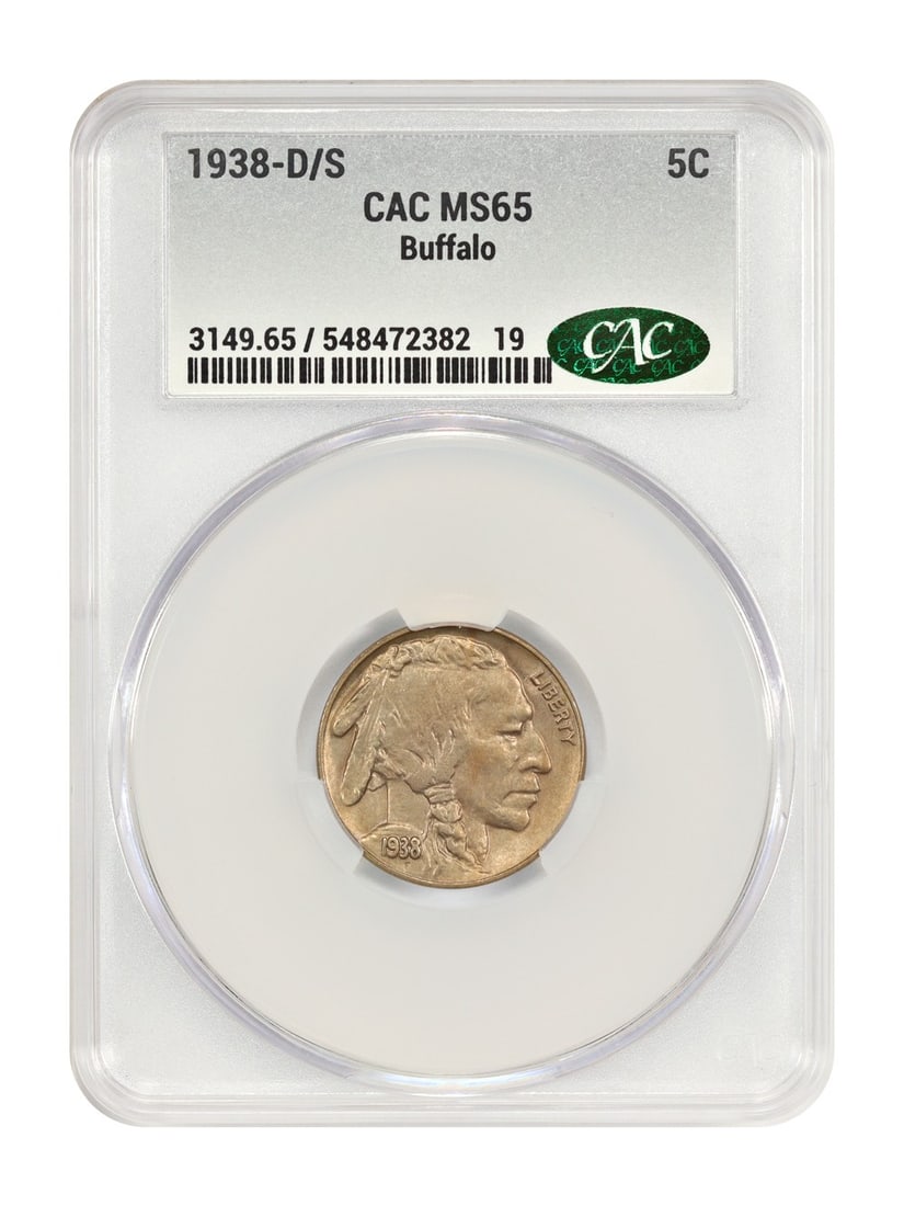 Popular Variety - 1938-D/ S 5C Buffalo CACG MS65 - Buffalo Nickel (1 of 4)