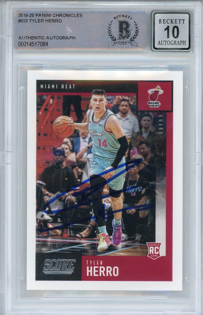 Auto) Tyler Herro Autographed 2019-20 Panini Chronicles Rookie Card #603 (BGS 10 (1 of 2)