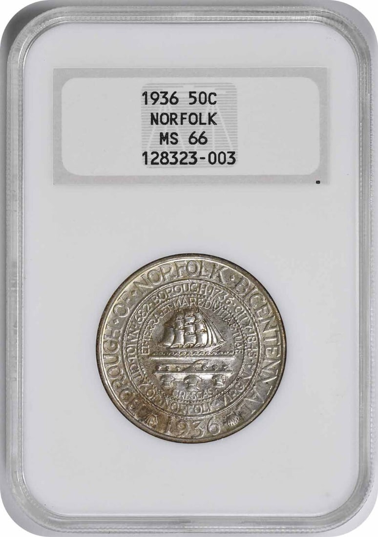 NGC Norfolk Commemorative Silver Half Dollar 1936 MS66 (1 of 1)