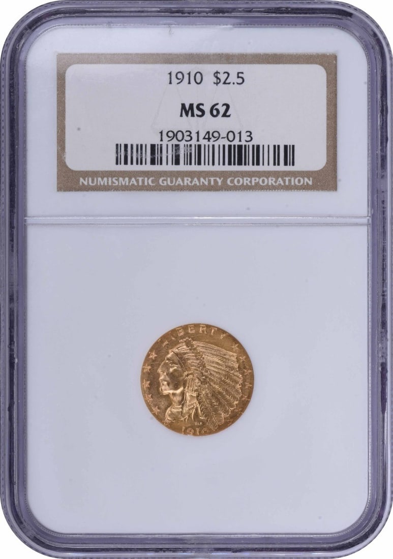 NGC 1910 $2.50 Gold Indian MS62 (1 of 3)