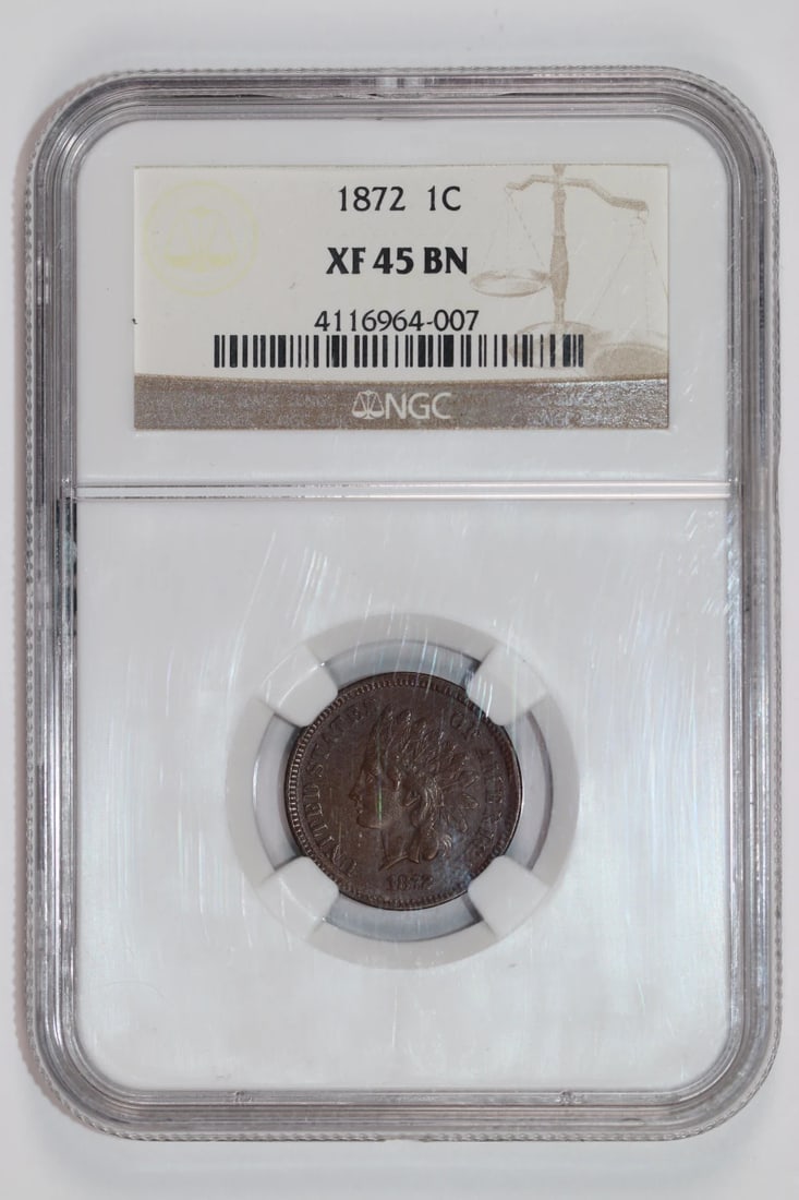 BN 1872 INDIAN HEAD CENT NGC XF45 (1 of 2)