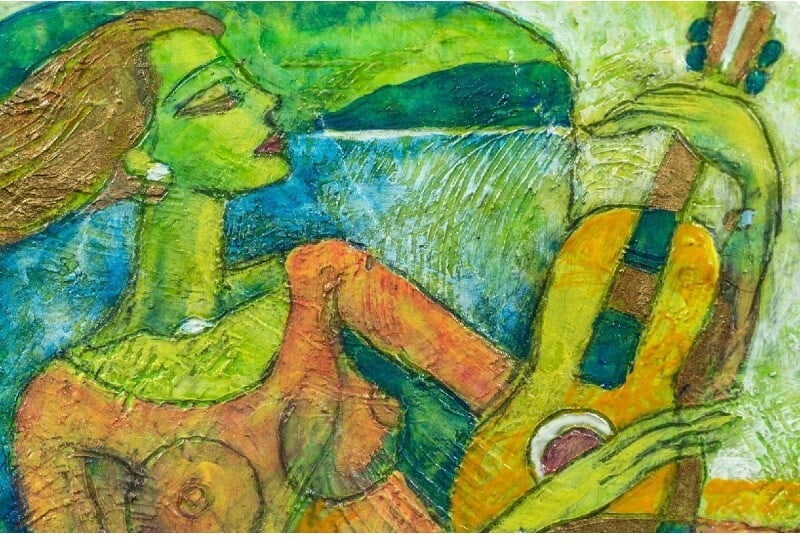 Little Bird Melody Original Oil Painting Mixed Media Art with COA - YAMIN YOUNG - 3