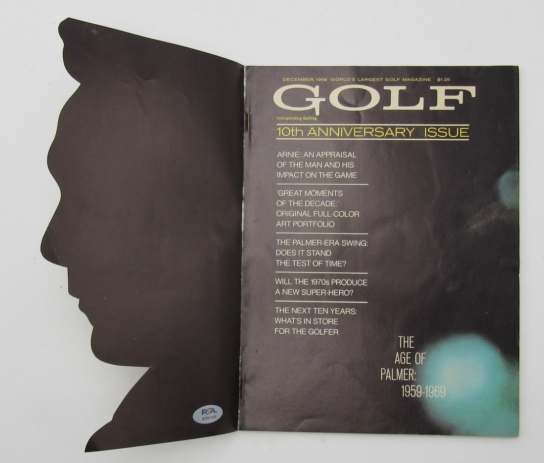1969 Golf Magazine Die-Cut Cover PSA 196516 - Arnold Palmer Signed December - 3