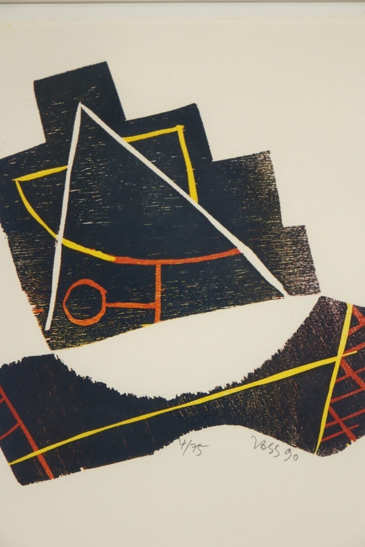 Master Jan Voss "Sans Titre" 1990 Signed Woodcut Limited 4/ 75 German Abstract - 5