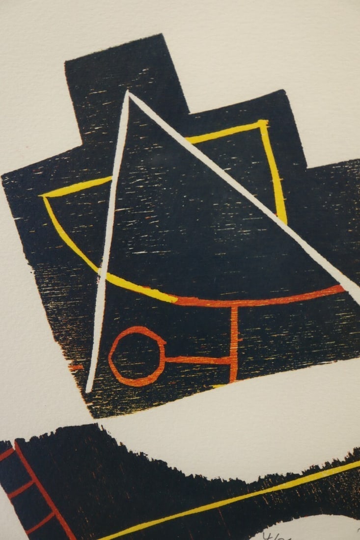 Master Jan Voss "Sans Titre" 1990 Signed Woodcut Limited 4/ 75 German Abstract - 6