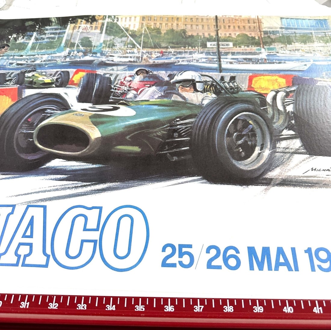 Poster Monaco Grand Prix 1968 Michael Turner Original Printing Auto Racing - 2