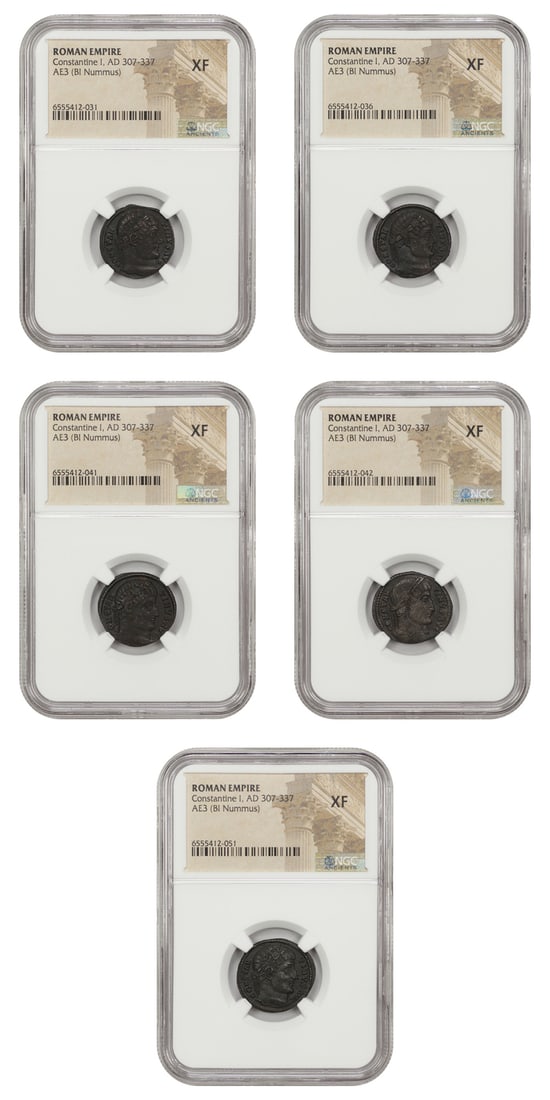 Coins) Lot of Roman Empire: AD 307-337 AE3 (BI Nummus) NGC XF Constantine I (5 (1 of 4)